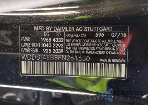 2015 Mercedes-Benz Cla 250 z USA, uszkodzony, nr VIN WDDSJ4EB8FN261630